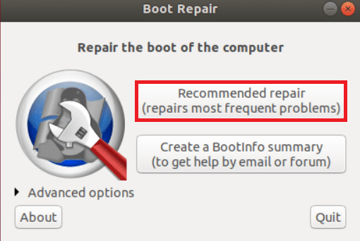 Install Boot Repair to Fix Ubuntu boot Problem