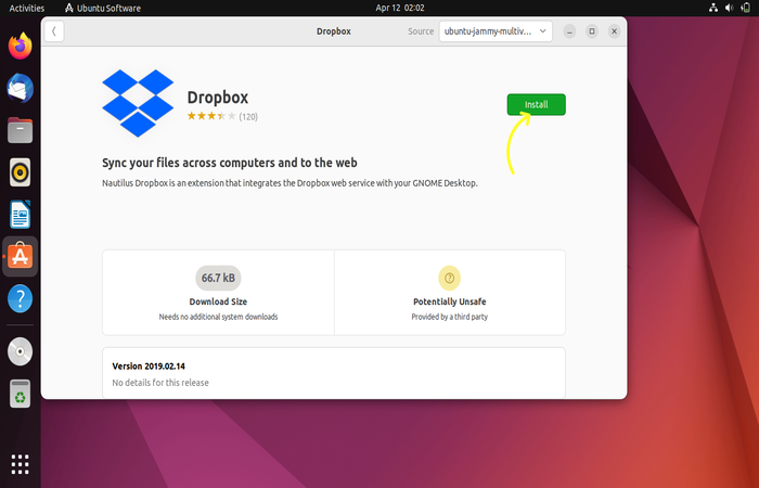 Install Dropbox on Ubuntu by GUI