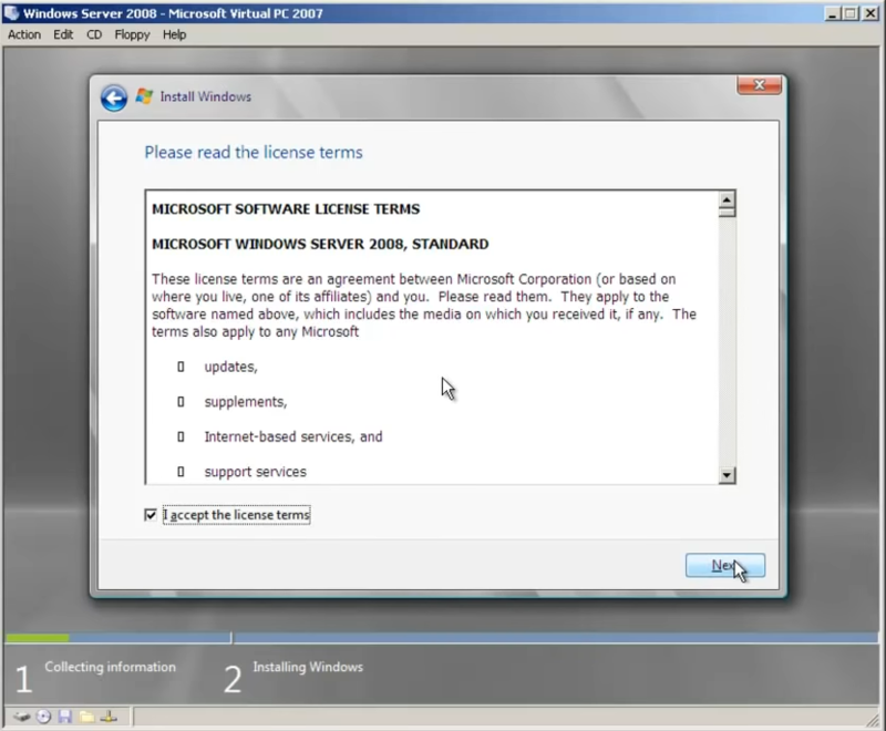 Check License Agreement on windows Server 2008