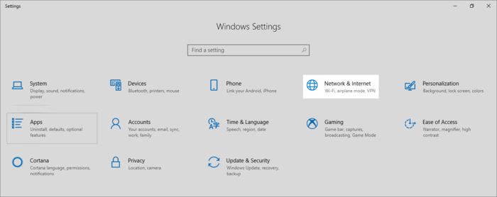 setting up proxy server in windows through Settings > Network & Internet