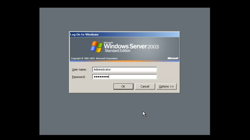 Log in to Windows Server 2003