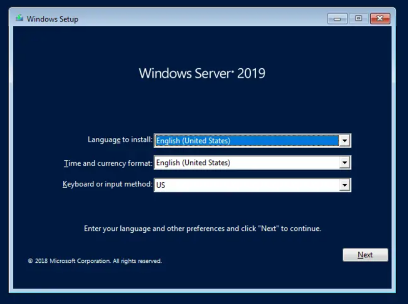 Prepare to Install Windows Server 2019