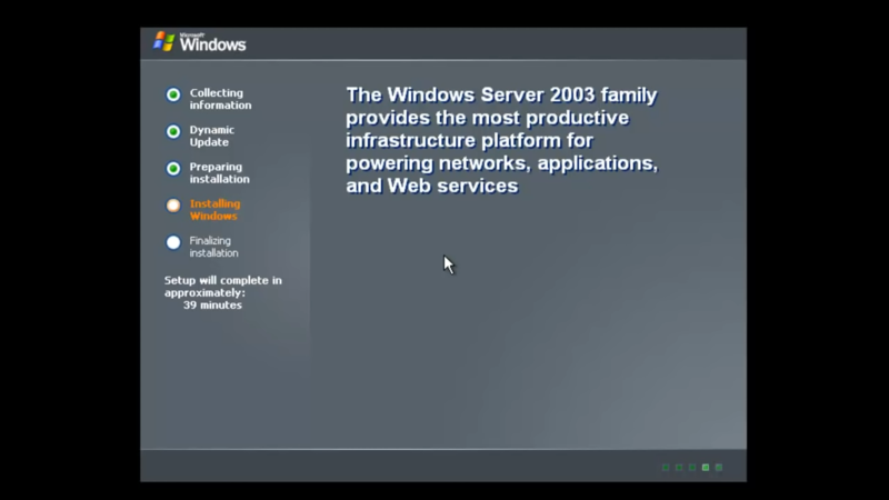 Rebooting Windows Server Installation