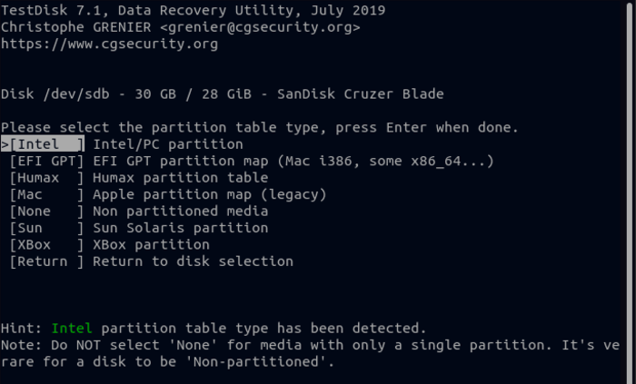 recover deleted files using testdisk