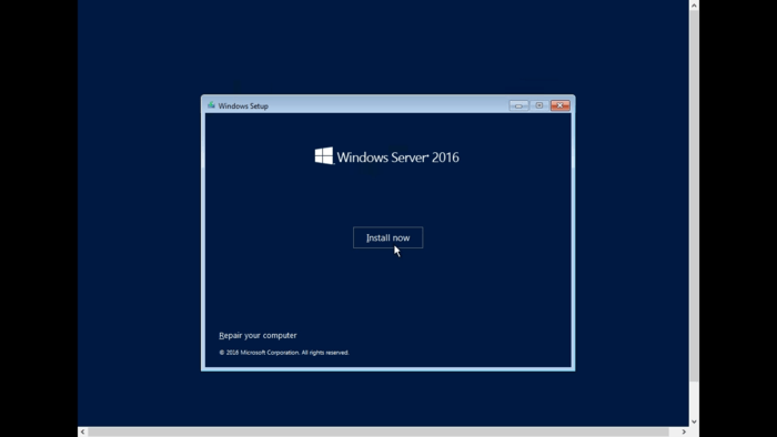 Install windows server 2016