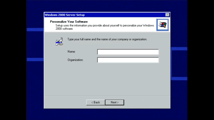 Microsoft Windows 2000 server installation