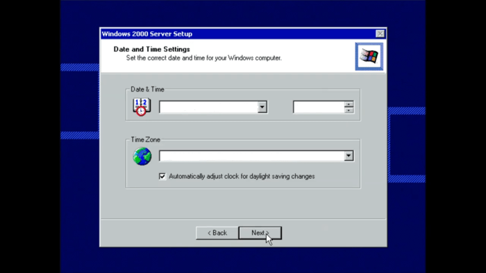 Microsoft Windows 2000 server installation