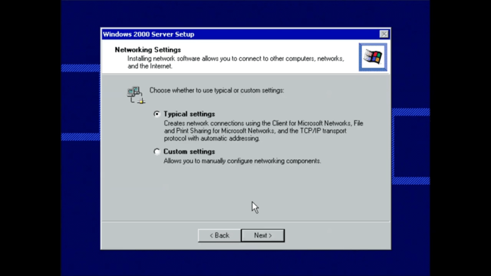 Windows 2000 server installation