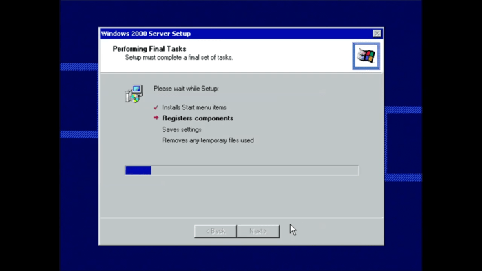 Microsoft Windows 2000 server installation