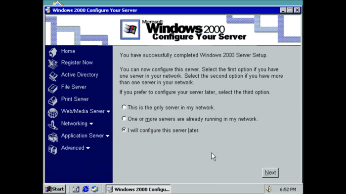 Windows 2000 server installation