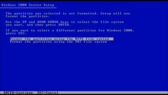 Windows 2000 server installation