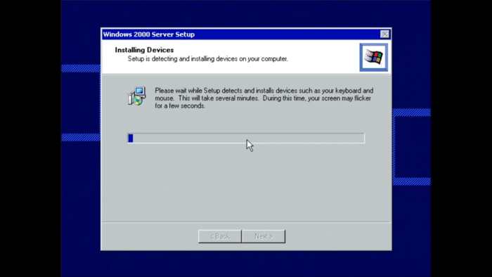 Microsoft Windows 2000 server installation