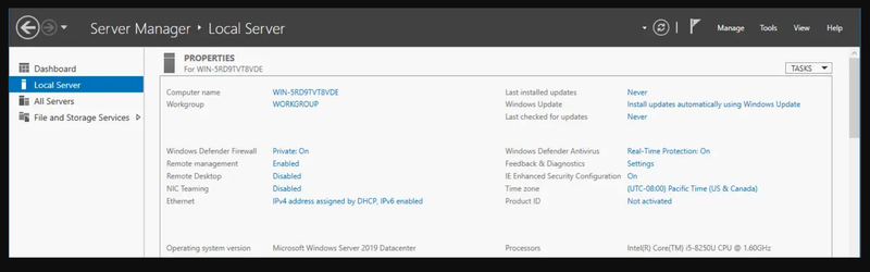 Windows Server 2019 Server Manager