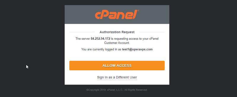 cPanel Authorization Request