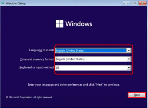 select language, Time, and Keyboard on Windows 11