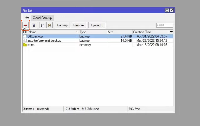 how to delete the backup file