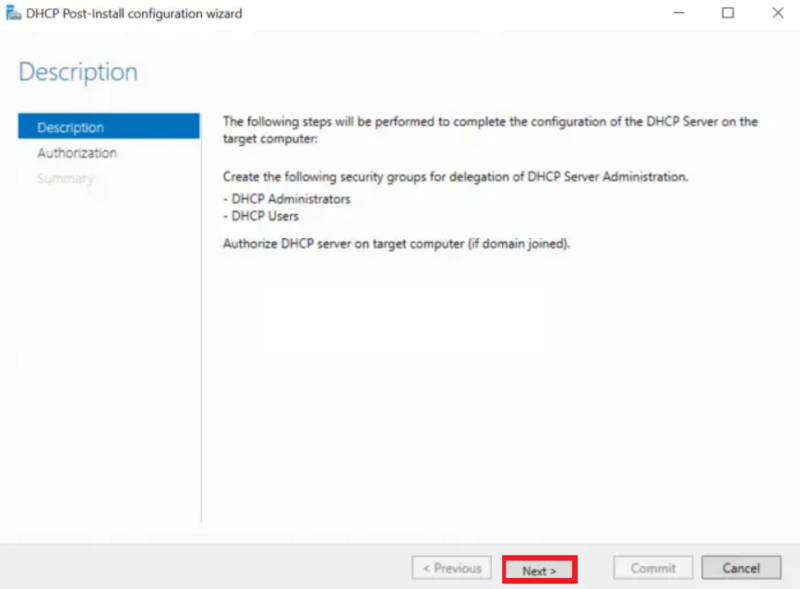 DHCP post install configuration