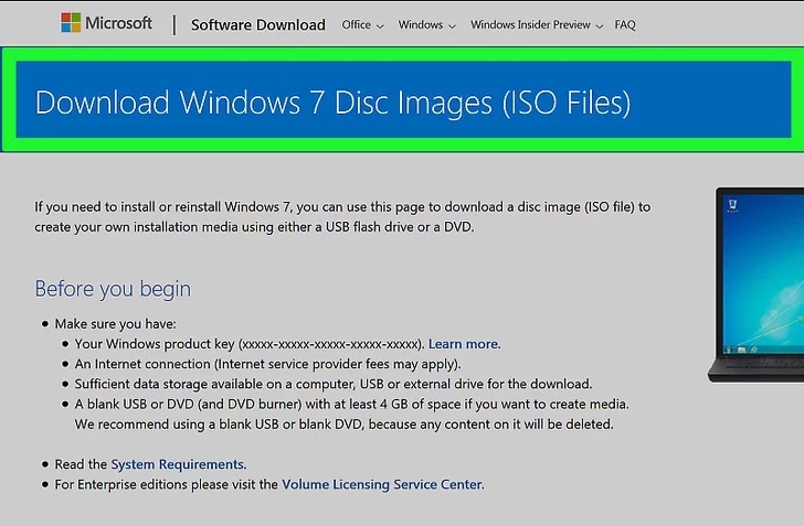 Download the Windows 7 Setup ISO