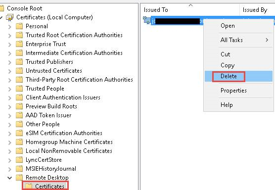 How to Check the status of the RDP self-signed certificate