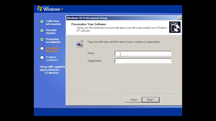 Setup Microsoft Windows XP