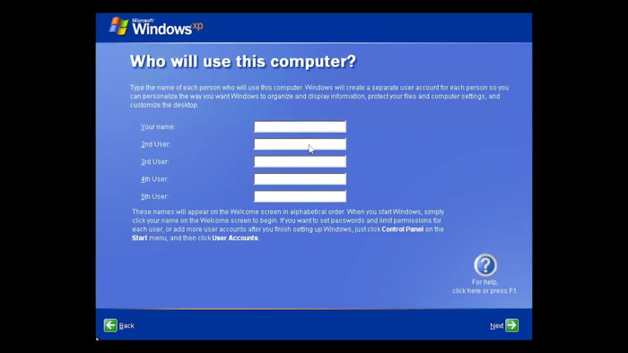 configure Microsoft Windows XP