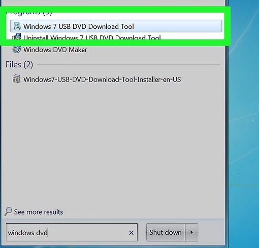 Open the Windows 7 USB/DVD Download Tool