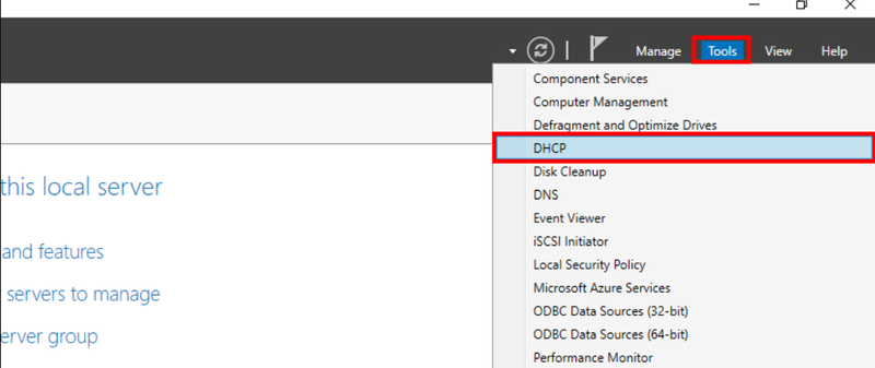 Open DHCP Manager Console from Server Manager