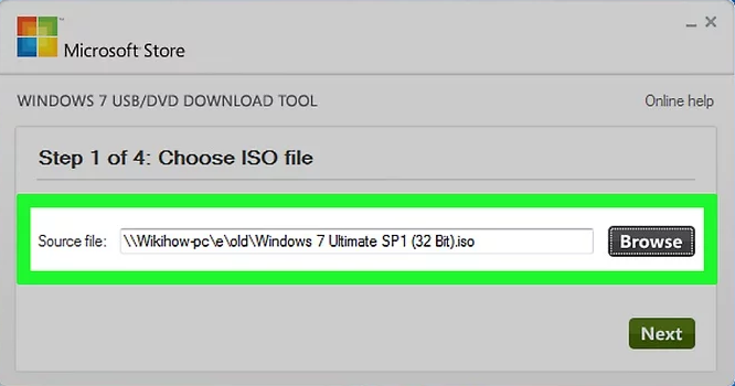 Select the Windows 7 ISO file