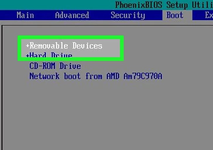 Select the first boot device of your Computer
