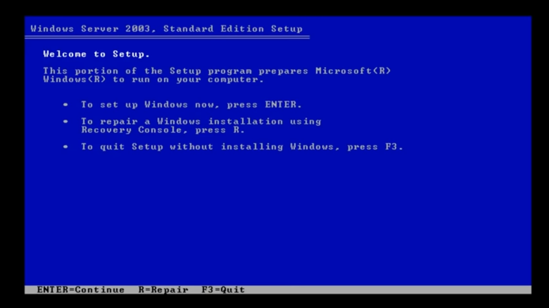 Set up Windows Server 2003