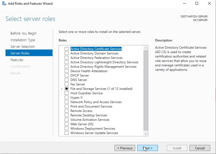 Setup Active Directory Domain Services in Windows Server