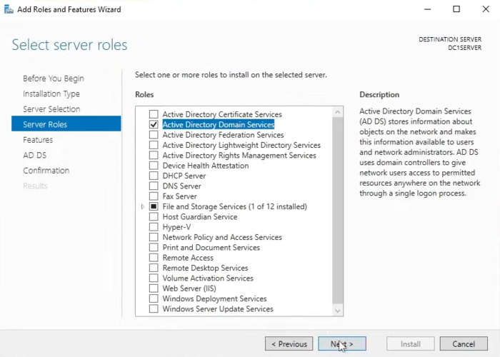 install Active Directory Domain Services in Windows Server