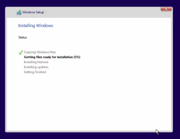 Windows 10 Installation using USB