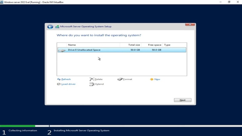 allocate space to Windows Server 2022