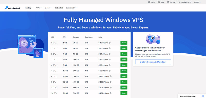 Hostwinds as the seventh best Windows VPS provider