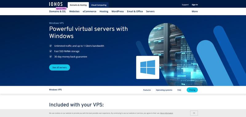 IONOS as the eighth best Windows VPS provider