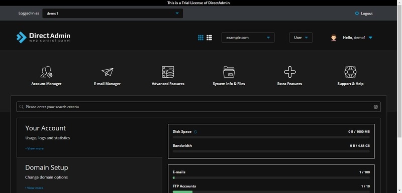 DirectAdmin Dashboard