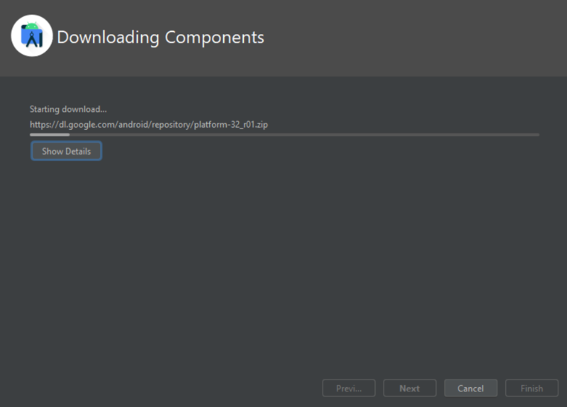 Download Required Components of Android Studio