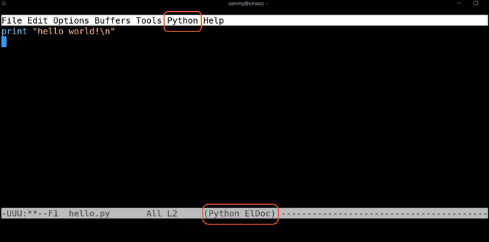 Changing to the Emacs Python mode