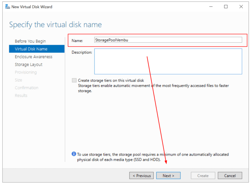 Specify the virtual disk name
