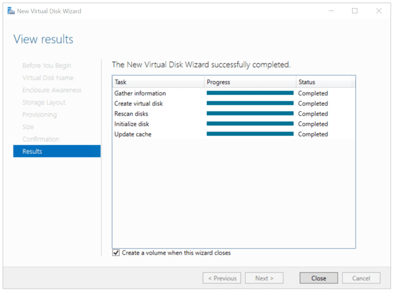 View the result for the virtual disk