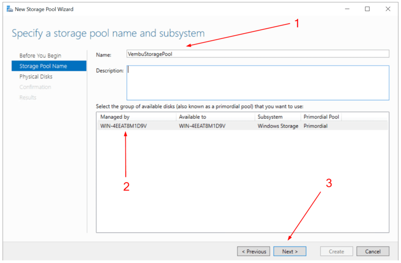 specify a storage pool name and subsystem
