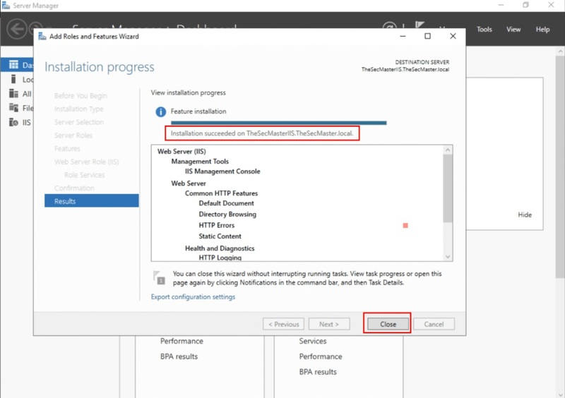 Close the configuration wizard after successful installation