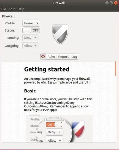how to set up GUFW in Ubuntu