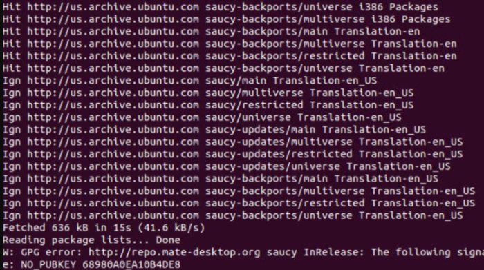 Output of Update Ubuntu Error