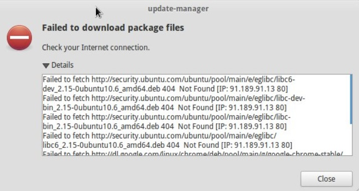 Failed to Download Package Files Error