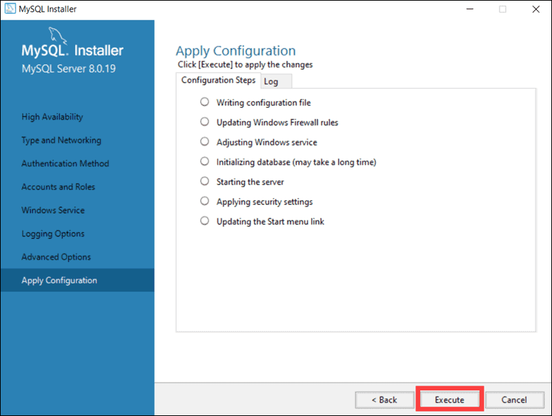 Apply MySQL Configuration