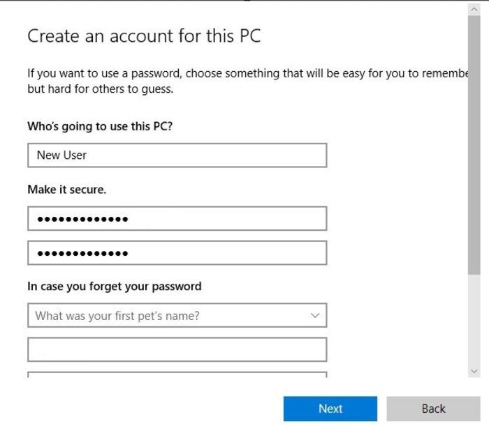 Create Microsoft account
