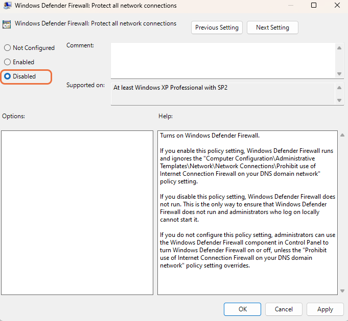 how to turn off windows firewall Using Group Policy Editor