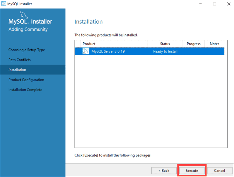 MySQL Installation on Windows Server